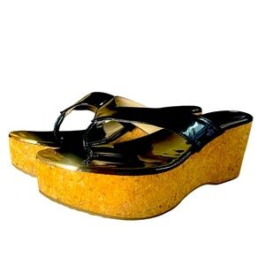Jimmy Choo Pathos Black Patent Leather wedge Size 40